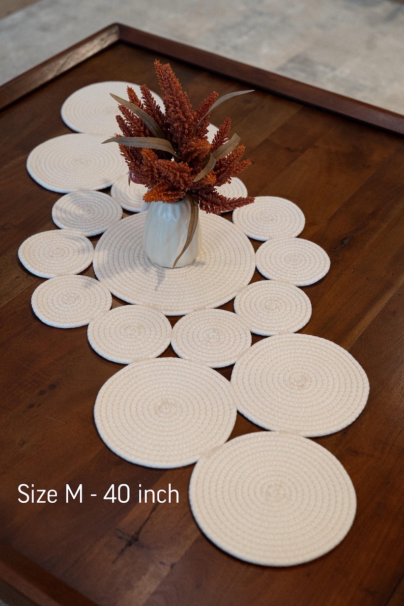 Cream Handmade Table Runner: Housewarming Modern Farmhouse Decor