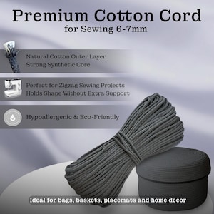 Braided Cord 6-7mm – Colorful Rope for Sewing, Cotton rope for Basket Making, DIY Bags, Macrame Supplies, Eco-Friendly Strong Craft Rope