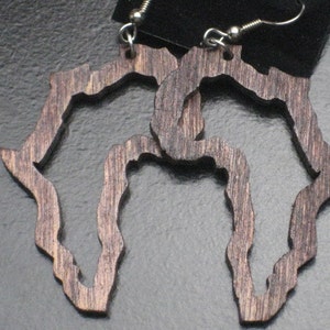 Hollow Wood Africa Earrings Stained