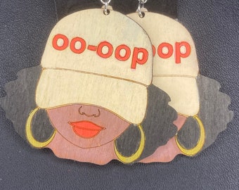 Delta Sigma Theta Wood Earrings Lady with oo oop on Hat