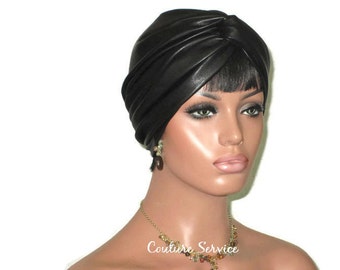 Black Fabric Leather Turban, Women's Black Turban, Black Fashion Turban, Black Twist Turban,  Black Fashion Forward Turban