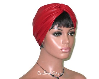 Red Turban, Leather Turban, Women's Handmade Fashion, Red Twist Turban, Red Turban Hat, Full, Solid Red Turban, Red Turbin, Complet,Turbante