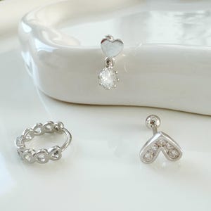 Sterling Silver Heart Stud Earring: Helix Conch Piercing
