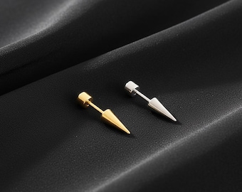 Stainless Steel Spike Stud Earrings | Hypoallergenic Screw Back Cone Barbell for Helix, Lobe, Cartilage Piercings