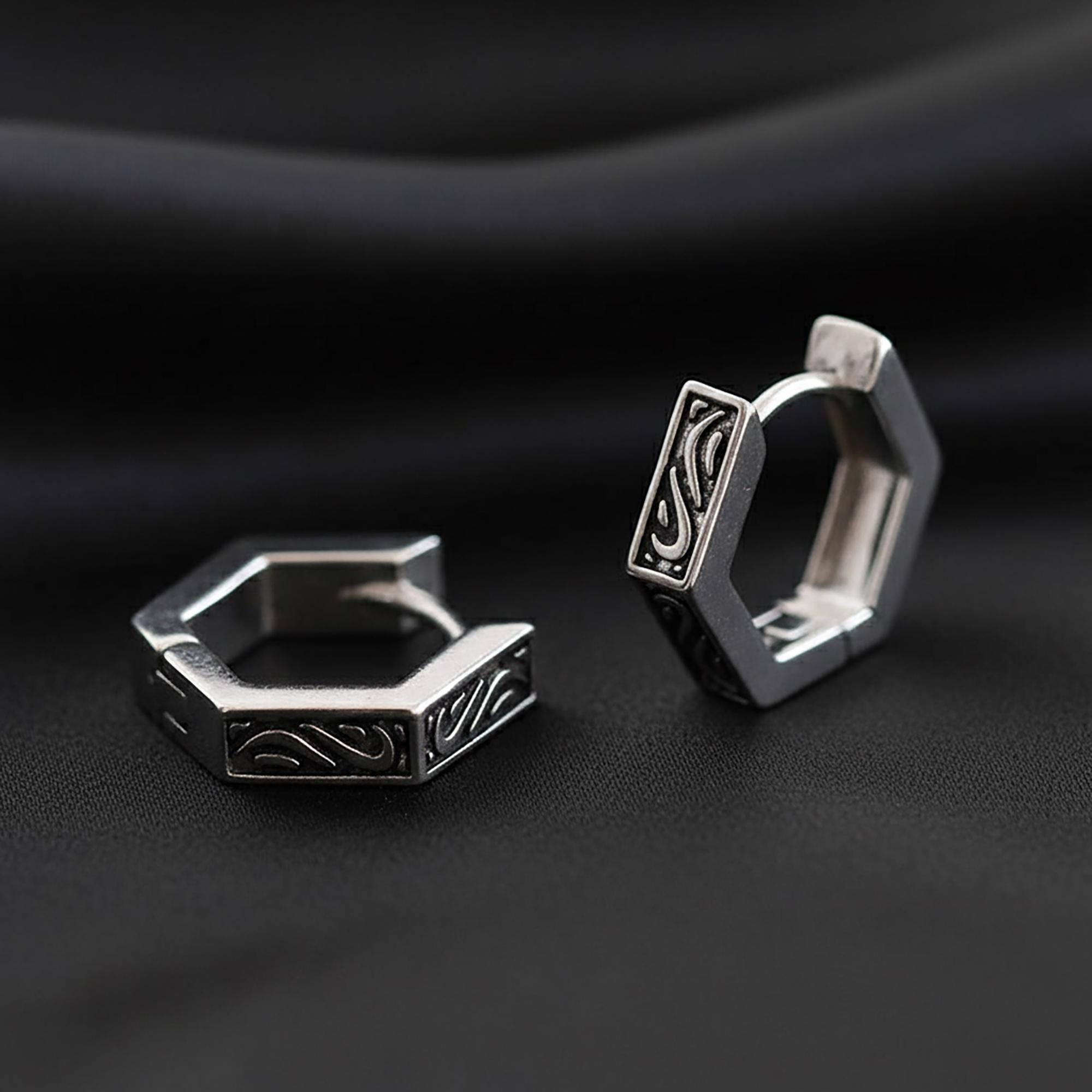 Mens Engraved Hoop Earrings - Etsy