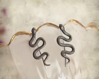 Schlange U-förmige Ohrstecker - Titan Stahl Gothic Punk Schlange Schmuck, Unisex Style