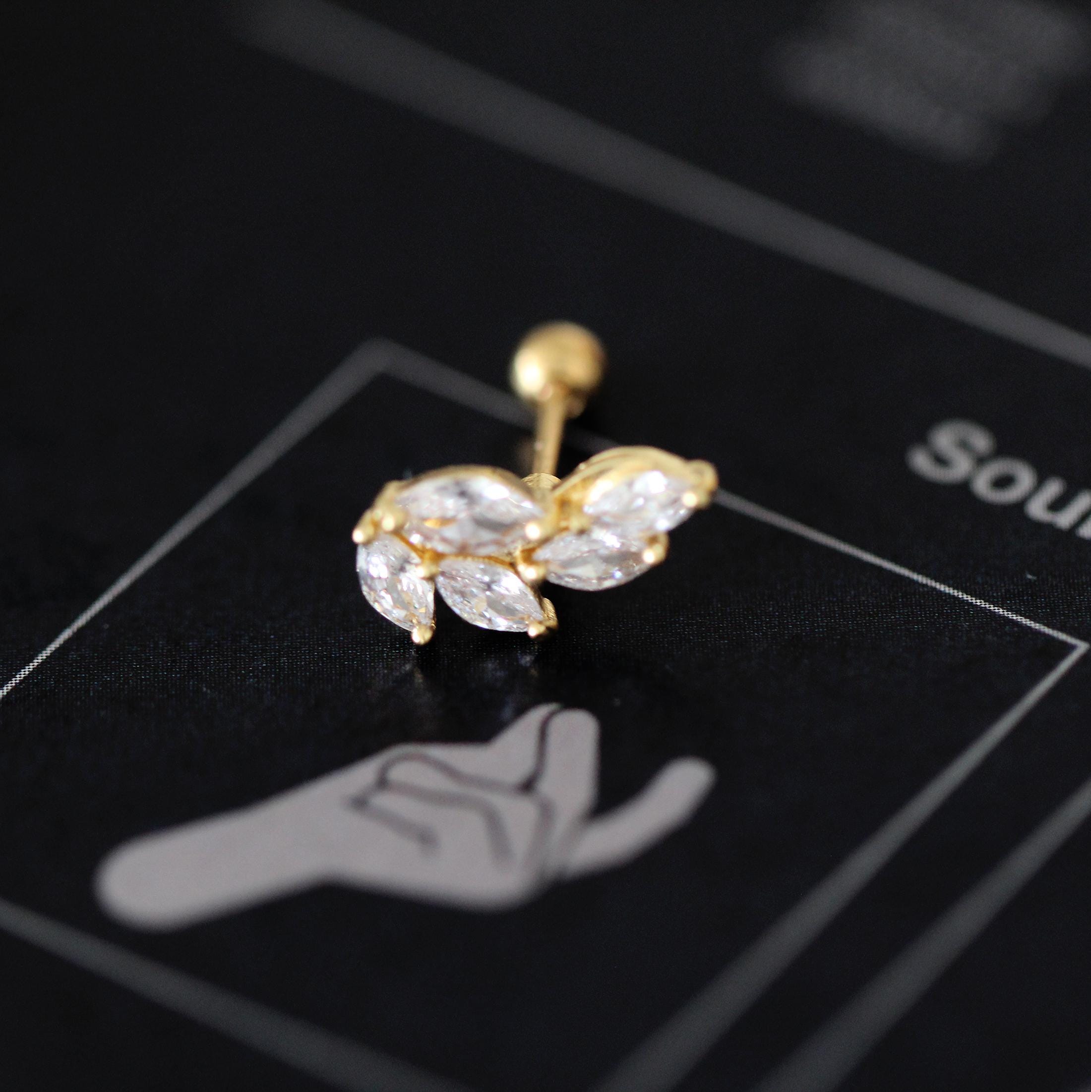 Gold Star & Cross Stud Earring: Surgical Steel Piercing, 0.8mm 