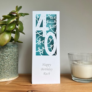 Carte pop-up 3D personnalisée pour 40e anniversaire / TheCutBoxCrafts