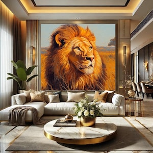 Pack of 3 Majestic Lion Posters | Animal Digital Art | Safari Wall Decor | High Definition Printable Illustration