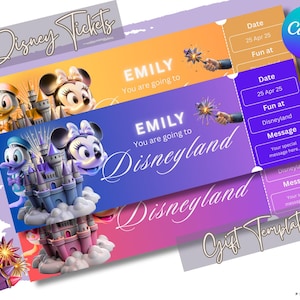 Printable DINEYLAND/DINEYWORLD THEME Park Surprise Reveal Faux Ticket Printable Theme Park Surprise Reveal Ticket Disney Trip