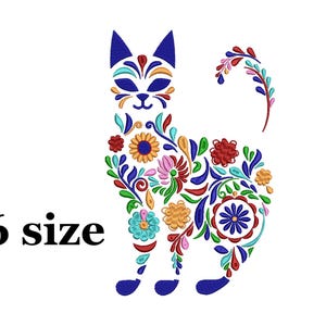 Floral Cat Embroidery Design, Boho Cat Machine Embroidery Design, Kitty Pattern File, Cats Embroidery Design, Instant Download 6 sizes