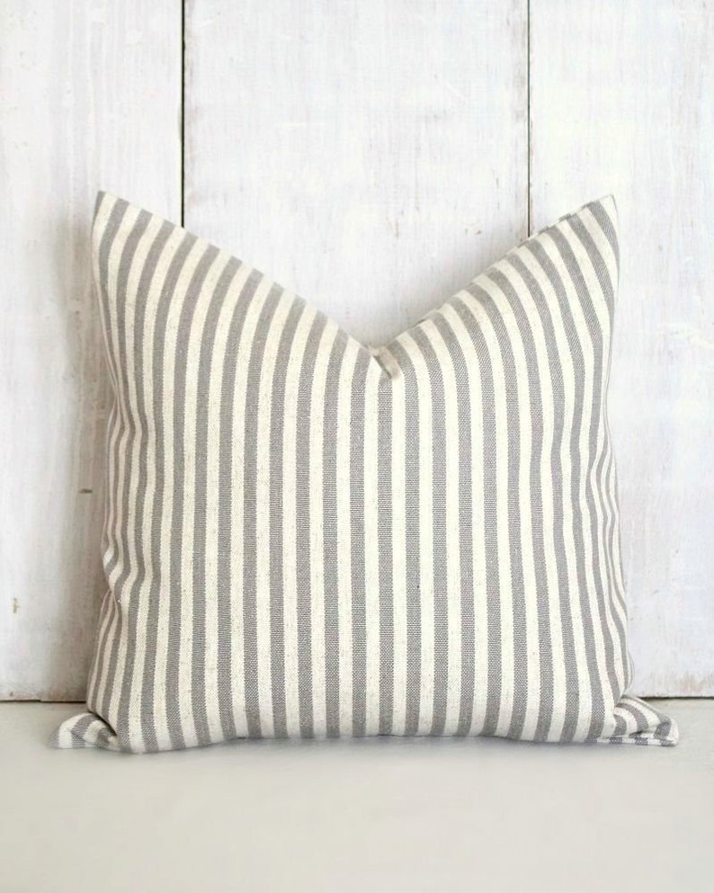 Gray Farmhouse Pillow Cream and Gray Pillow Cover Gray Etsy