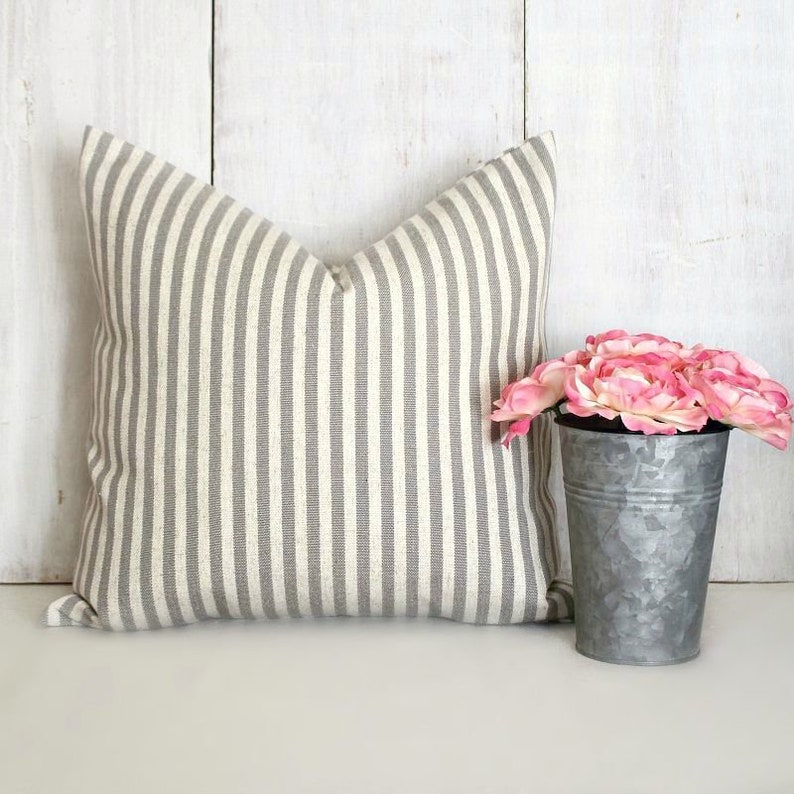 Gray Farmhouse Pillow Cream and Gray Pillow Cover Gray Etsy