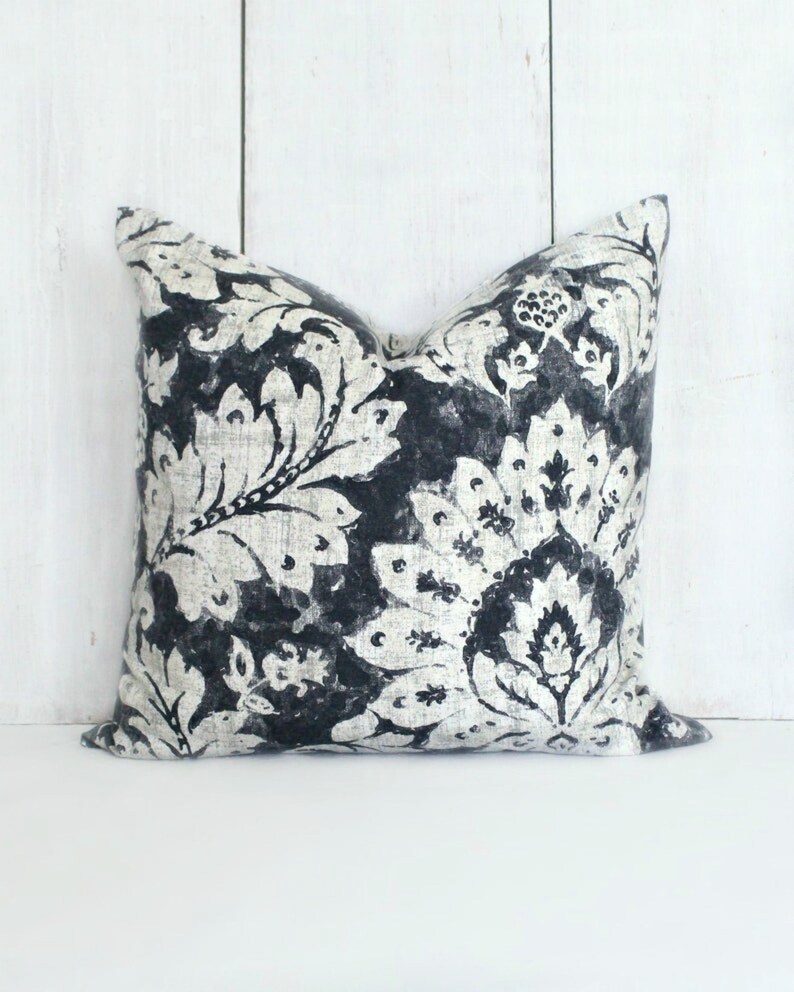 Black Pillow Cover. Black Gray and OffWhite Throw Pillow Etsy