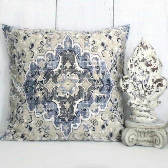 blue medallion pillow