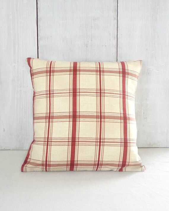 Red Plaid Pillow Cover Red and Beige Throw Pillow for Boys Etsy