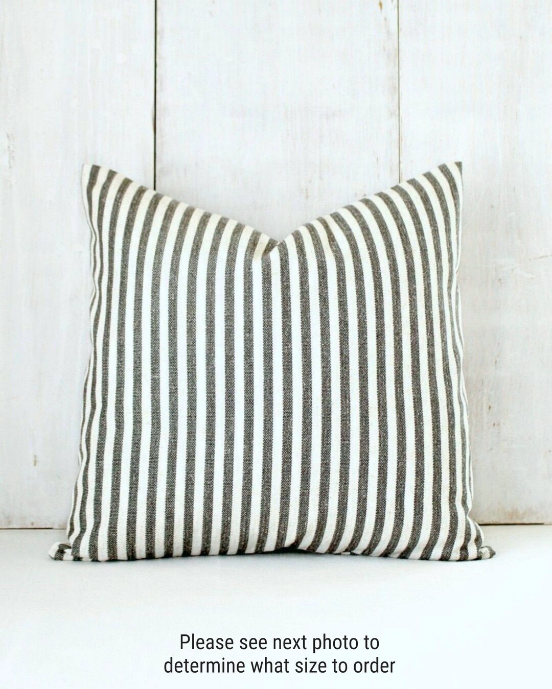Black Farmhouse Pillow Cover Striped Throw Pillow Vintage Etsy