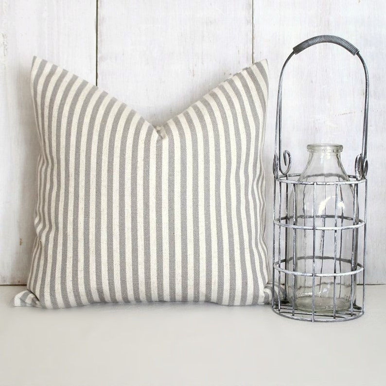 Gray Farmhouse Pillow Cream and Gray Pillow Cover Gray Etsy