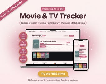 Movie & TV Show Tracker | Episode And Season Progress, Watchlist, Stats | Interactive, Not a Spreadsheet