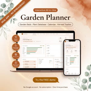 Interactive Garden Planner App | Plant Tracker, Harvest Log (Digital)