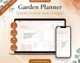 Interactive Garden Planner App | Plant Tracker, Harvest Log (Digital)