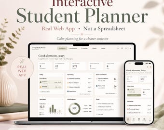 Interactive Student Planner – GPA Calculator, Assignment Tracker (instant Download)