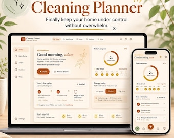 ADHD Cleaning Planner | Interactive App, Brain Dump, Focus Timer (Digital Download)