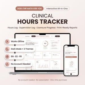 Clinical Hours Tracker, Supervision Log for LCSW LMFT LPC (Digital Download)