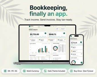 Small Business Bookkeeping App | Income Expense Tracker, Invoices (Digital Download)