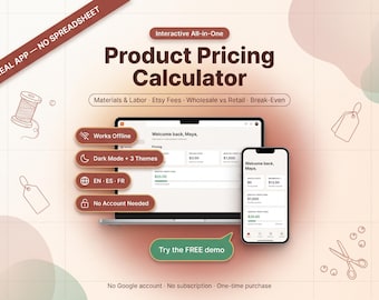 Etsy Pricing Calculator App, Profit Margin, Wholesale, Break-Even Tool