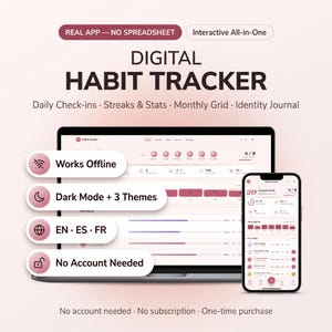 Habit Tracker | Monthly Streaks, Stats & Identity Journal | Daily Routine Tracker, Digital Download