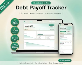 Debt Payoff Tracker App, Snowball Avalanche Custom Calculator (Digital Download)