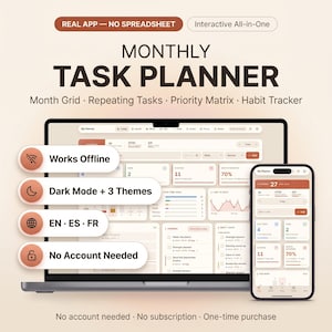 Monatsplaner | Wiederkehrende Aufgabenliste, Gewohnheitstracker, Tages- und Wochenplan, Produktivitätsorganisator | Sofort-Download