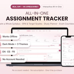 Planificador de tareas / Agenda estudiantil, Calculadora de promedio de calificaciones, Calendario de exámenes (Descarga digital)