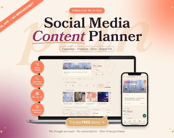 Interactive Social Media Content Planner App | Calendar, Pipeline, Grid (No Spreadsheet)