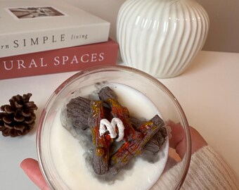 Handmade Firewood Soy Candle | Cozy Winter Home Decor