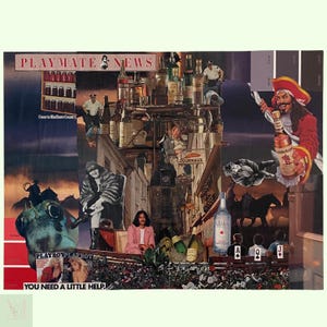 ORIGINAL Mixed Media Collage on Canvas: INTERVENTION
