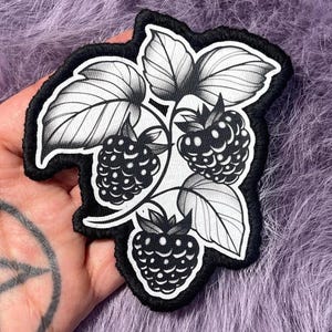 Blackberry Patch Iron On | Gothic Botanical Patch | Handmade Sew On Patch | Dark Nature Embroidered Look | NOCTURNE I Collection | DarkSpain