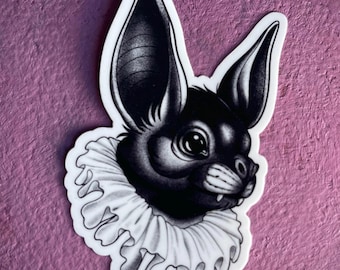 Gothic Bat Vampire Waterproof Sticker – Dark Laptop & Water Bottle Decal, Creepy Cute Blackwork Art