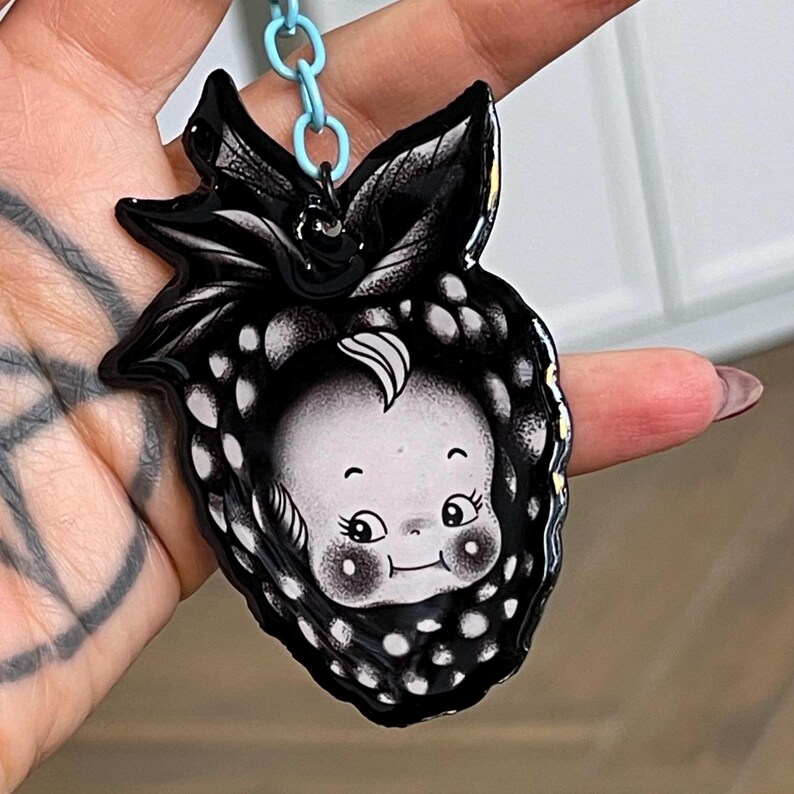 Kewpie Berry Keychain – Gothic Kawaii Charm, Cute Horror Berry ...