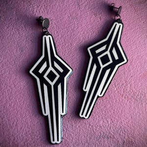 Dark Goth Star Earrings – Neotribal Tattoo Style Earrings, Blackwork Gothic Jewelry (1 Pair)