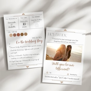 Officiant voorstel | Wil je met ons trouwen | Kaart voor huwelijksaanzoek | Word jij onze Officiant | Digitale canvassjabloon | Grillige bruiloft.