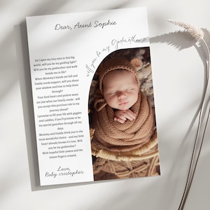 Will You Be My Godmother Proposal | Modern Godparent Proposal | Godmother Gift | Padrino Proposal | Madrina Proposal | Canva Template