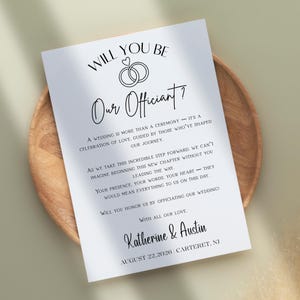 Officiant voorstel | Word jij onze Officiant | Bewerkbare voorstelkaart voor Officiant | Digitale Officiant-bedankkaart | Canvassjabloon