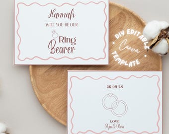 Tarjeta de propuesta para portador de anillos: propuesta de matrimonio de doble cara (plantilla de Canva, descarga digital)