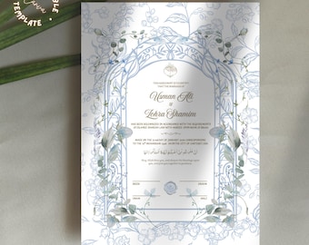 Modern Floral Nikkah Certificate Editable Template: Islamic Wedding  Nikkah Contract (A3 & A4).