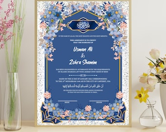 Floral Nikkah Certificate Template: Islamic Marriage Contract (A3 & A4)