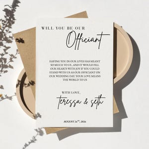 Officiant Proposal | Will You Be Our Officiant | Editable Proposal Template for Officiant | Printable Officiant Gift |Thank You Card |Canva