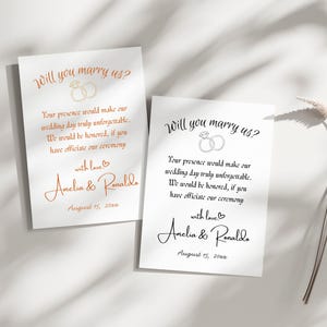 Officiant voorstel | Wil je met ons trouwen | Kaart voor huwelijksaanzoek | Word jij onze Officiant | Digitale canvassjabloon | Grillige bruiloft