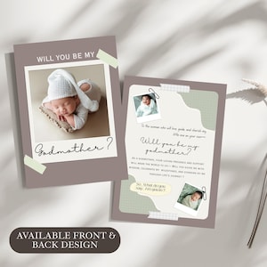 Will You Be My Godmother Proposal | Modern Godparent Proposal | Godmother gift | Godfather Proposal | Madrina Proposal | Editable Template